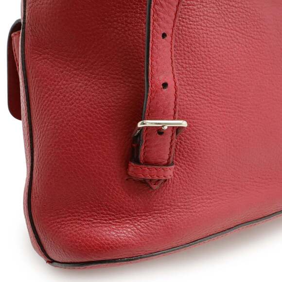 GUCCI Authentic Red Leather Bamboo Shoulder Bag - Picture 7 of 10